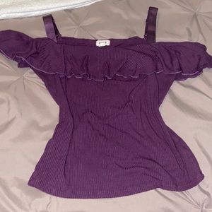 Tight purple ruffle top